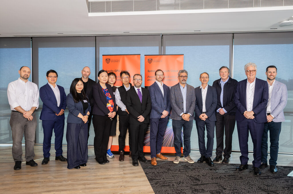 The researchers and staff behind Apollo and the Sydney Research Cloud at the launch.